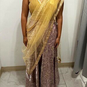 Gold and Lavender Lehenga Choli